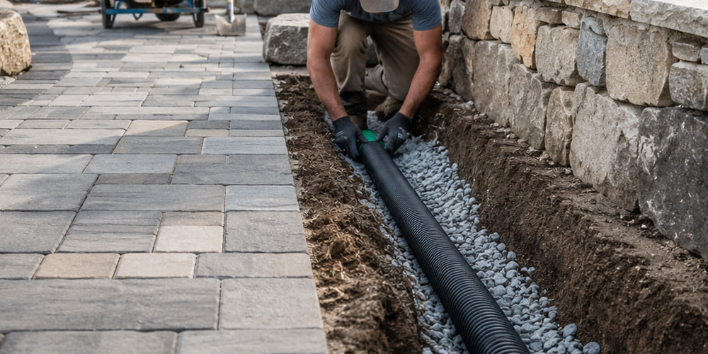 Drainage and hardscape installation in Westerly, RI